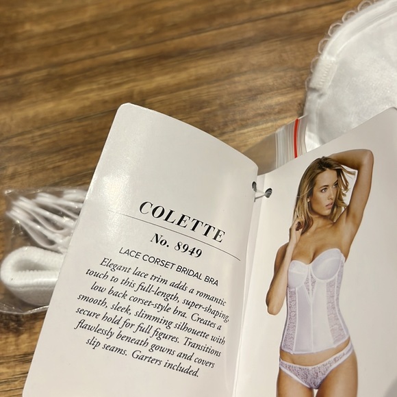 Dominique Satin and Lace Torsolette Bridal Bustier Style 8949, White Colette 34B - Picture 9 of 9